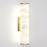 Бра с цилиндрическим плафоном из белого алебастра на прямоугольном основании Латунь Cryptocrystalline Stone варинант исполнения - 1 | Loft Concept в Рязани