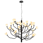 Люстра подвесная черного цвета с ветвями и белыми фарфоровыми цветами Floralis варинант исполнения - 11 | Loft Concept в Рязани
