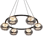 Люстра с круглыми плафонами из дымчато-серого стекла  IONA Grey Glass Chandelier 6 варинант исполнения - 1 | Loft Concept в Рязани