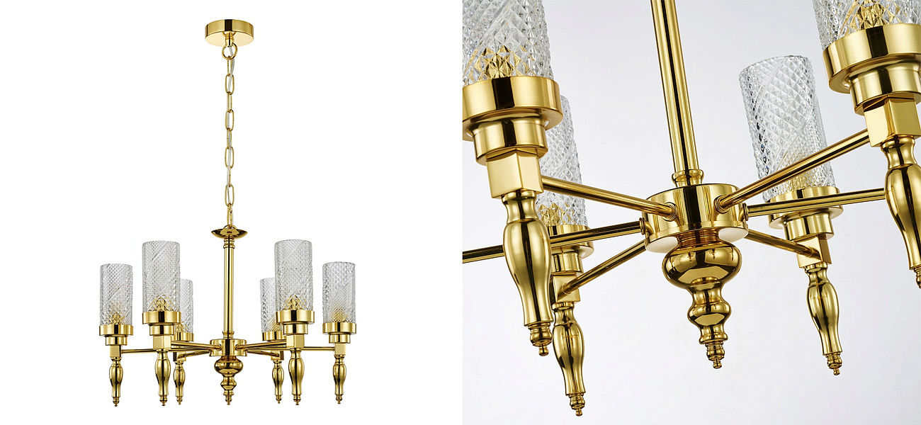 Люстра золотого цвета Balusters D55 см Люстра золотого цвета Balusters D55 см - Loft-Concept в Рязани