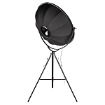 Торшер в виде прожектора с круглым тканевым абажуром на треноге черного цвета Radiance Éclat варинант исполнения - 4 | Loft Concept в Рязани