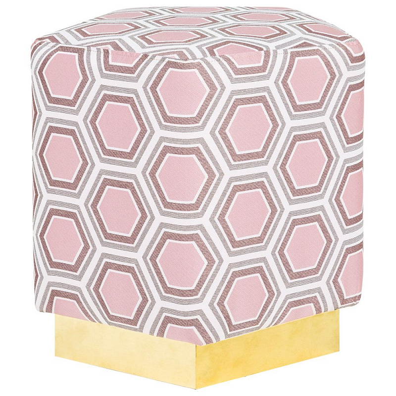 Пуф Hexagon Pink Geometry Латунь Розовый пастельный Белый в Рязани | Loft Concept 