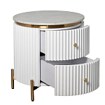 Тумбочка белая круглая с мраморной столешницей Thoroughbass варинант исполнения - 5 | Loft Concept в Рязани