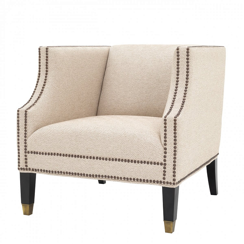 Кресло Eichholtz Chair Doheny Песочный Черный Латунь в Рязани | Loft Concept 