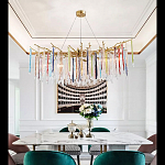 Люстра на подвесе с каркасом из металла и цветными подвесками из стекла Droplet Chandelier варинант исполнения - 4 | Loft Concept в Рязани