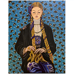 Панно ручная вышивка бисером Портрет девушки в голубых тонах варинант исполнения - 1 | Loft Concept в Рязани