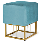 Пуф квадратный голубой велюр на золотом металлическом основании Celeste Blue варинант исполнения - 1 | Loft Concept в Рязани