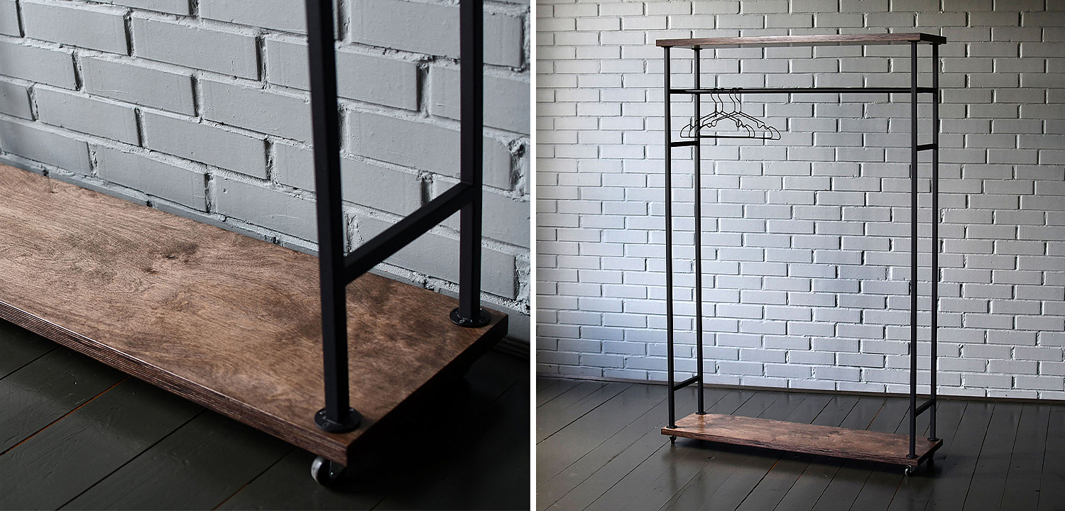 Рейл Lowery Brown Industrial Metal Rust Clothes Rail Рейл Lowery Brown Industrial Metal Rust Clothes Rail - Loft-Concept в Рязани
