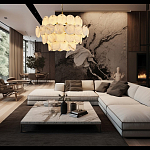 Люстра четырехъярусная с подвесками в форме дисков Cryptocrystalline Stone варинант исполнения - 5 | Loft Concept в Рязани