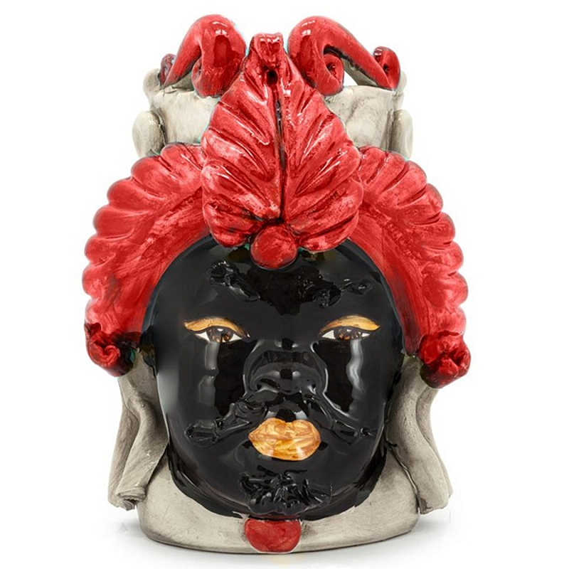 Ваза Vase Moro Man Small Red Черный Красный Бежевый Ваза Vase Moro Man Small Red Черный Красный Бежевый в Рязани | Loft Concept