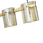 Подвесной светильник светодиодный с 5-ю цилиндрическими плафонами коньячного цвета из стекла и стали Andrea Сhandelier Сognac варинант исполнения - 1 | Loft Concept в Рязани