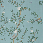 Обои ручная роспись Gustavian Garden Special Colourway on Duck Egg dyed silk варинант исполнения - 2 | Loft Concept в Рязани