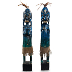 Комплект из 2-х деревянных статуэток Asmat Statuettes Dark Blue варинант исполнения - 4 | Loft Concept в Рязани