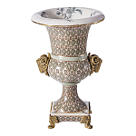 Ваза с овнами из фарфора с бронзовыми элементами Bronze Aries варинант исполнения - 1 | Loft Concept в Рязани