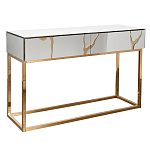Консоль с ящиками зеркальная с золотым декором Gold Painted Mirror Console варинант исполнения - 1 | Loft Concept в Рязани