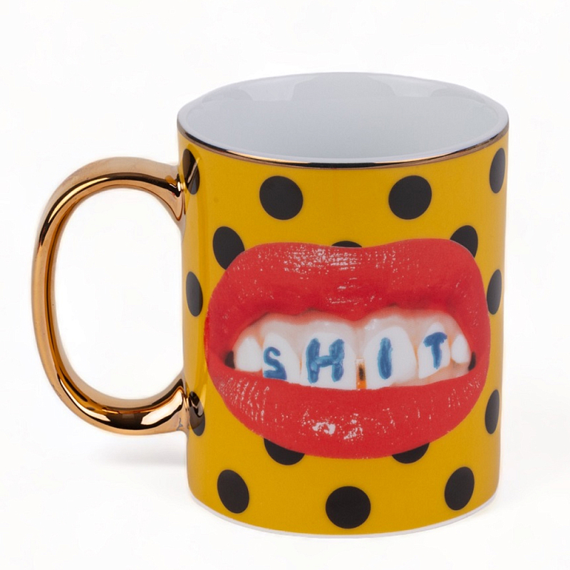 Кружка Seletti Shit Красный Золотой Черный Желтый Кружка Seletti Shit Красный Золотой Черный Желтый в Рязани | Loft Concept