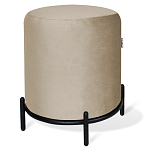 Банкетка круглая бежевый велюр на 4-х металлических ножках черного цвета SANJAY варинант исполнения - 1 | Loft Concept в Рязани