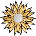 Зеркало-солнце в раме золотого и черного цвета Rays of Peace варинант исполнения - 1 | Loft Concept в Рязани