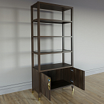 Стеллаж со стеклянными полками Elsa Dreams Walnut варинант исполнения - 3 | Loft Concept в Рязани