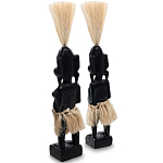 Комплект из 2-х деревянных статуэток Asmat Straw Headdress Statuettes Black варинант исполнения - 2 | Loft Concept в Рязани