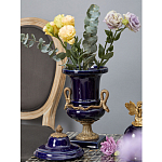 Ваза темно-синего цвета из фарфора с бронзовыми ручками в виде змей Высота 39 см Eden Garden porcelain and bronze варинант исполнения - 1 | Loft Concept в Рязани