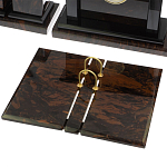 Настольный письменный набор с часами из природного камня обсидиана  Gift for Manager варинант исполнения - 3 | Loft Concept в Рязани