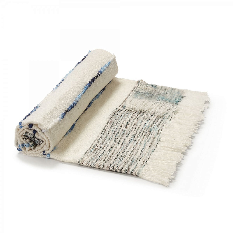 Плед Plaid Boho Lightness Белый Синий Плед Plaid Boho Lightness Белый Синий в Рязани | Loft Concept