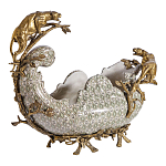 Чаша для фруктов из фарфора бронзовыми фигурками леопардов Eden Garden варинант исполнения - 2 | Loft Concept в Рязани