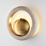 Бра с бежевым текстурным кольцом и латунным шаром в центре Tactile  варинант исполнения - 3 | Loft Concept в Рязани