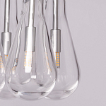 Люстра с 9-ю прозрачными плафонами из стекла в форме капли на прямоугольном потолочном основании цвета хром Lucid Rain  варинант исполнения - 8 | Loft Concept в Рязани