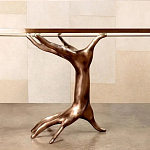 Обеденный стол с фигурным декором бронзового цвета Dichotomy racetrack варинант исполнения - 2 | Loft Concept в Рязани