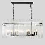 Люстра подвесная овальная со стеклянными прозрачными трубками и металлическим каркасом черного цвета Nembus варинант исполнения - 1 | Loft Concept в Рязани