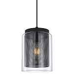 Подвесной светильник с сетчатым металлическим плафоном цилиндрической формы черный Metal Mesh варинант исполнения - 1 | Loft Concept в Рязани