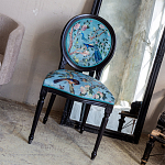 Стул из массива бука бирюзовый с изображением птиц в саду Turquoise Chinoiserie Bird Chair варинант исполнения - 5 | Loft Concept в Рязани