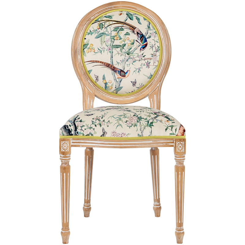 Стул из массива бука бежевый с изображением птиц и цветов Beige Green Chinoiserie Birds Garden Chair Бежевый Салатовый Мульти Стул из массива бука бежевый с изображением птиц и цветов Beige Green Chinoiserie Birds Garden Chair Бежевый Салатовый Мульти в Рязани | Loft Concept