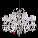 Люстра с 15-ю белыми текстильными абажурами и хрустальными подвесками Lustre Reverie варинант исполнения - 1 | Loft Concept в Рязани