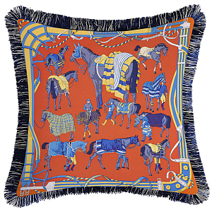 Декоративная подушка Hermes Horses Orange 129