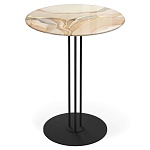 Стол журнальный круглый с бежевой столешницей из стекла Beige Marble варинант исполнения - 1 | Loft Concept в Рязани