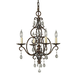 Люстра бронзового цвета с 4-мя лампами и подвесками из оптического стекла в классическом стиле Feiss варинант исполнения - 1 | Loft Concept в Рязани