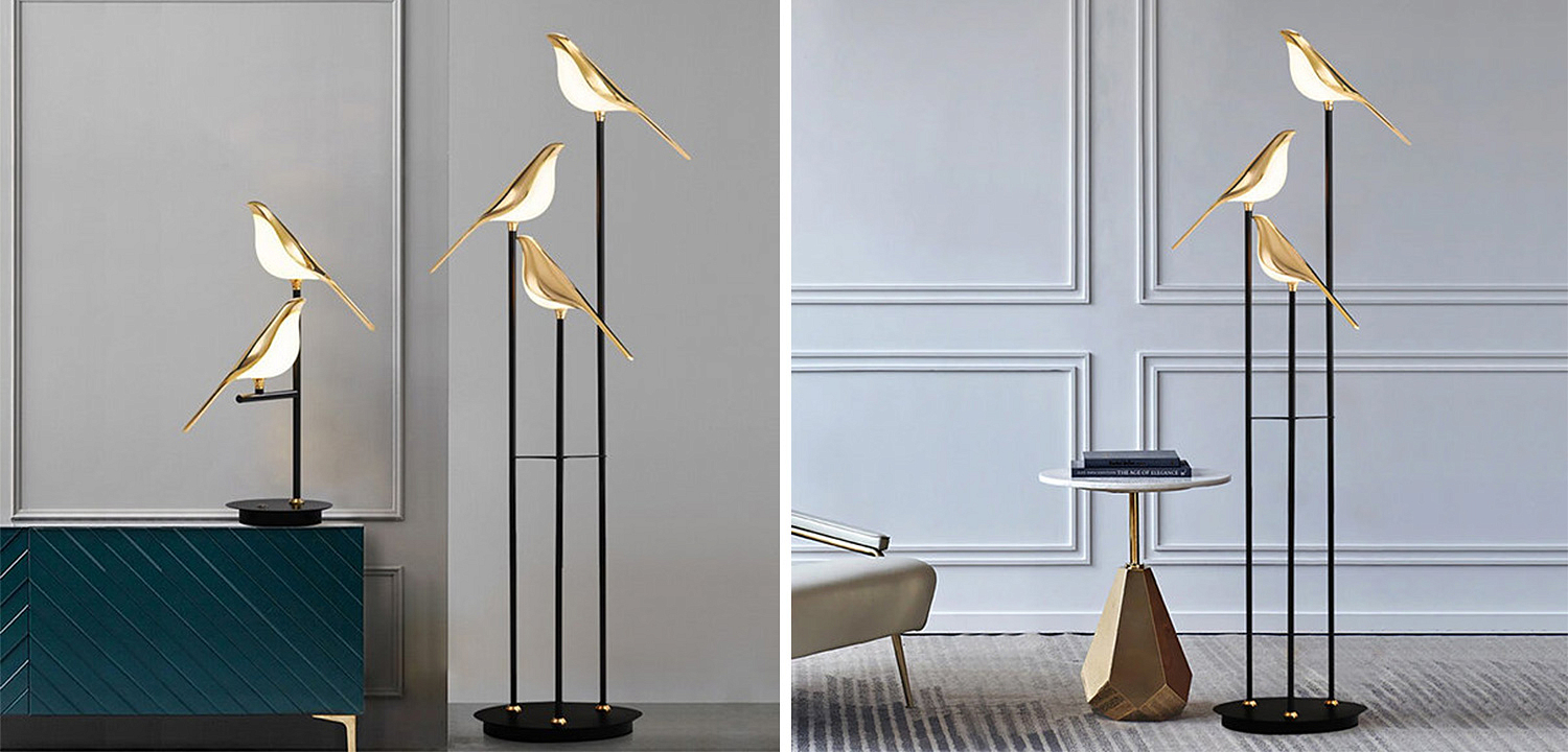 Торшер с золотыми птичками NOMI Three birds Торшер с золотыми птичками NOMI Three birds - Loft-Concept в Рязани