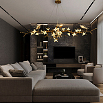 Люстра в виде золотой ветки с цветами и птичками Marvelous Garden варинант исполнения - 1 | Loft Concept в Рязани