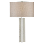 Настольная лампа мраморная с тканевым цилиндрическим абажуром Sharpened варинант исполнения - 3 | Loft Concept в Рязани