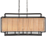 Люстра прямоугольной формы с чёрным каркасом и вставкой из плетеного материала Cage for Light варинант исполнения - 1 | Loft Concept в Рязани