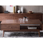 Кофейный стол из дерева с ящиком и нишей для хранения Coffee Walnut Table варинант исполнения - 1 | Loft Concept в Рязани