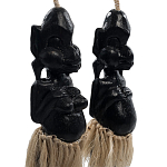 Комплект из 2-х деревянных статуэток Asmat Straw Headdress Statuettes Black варинант исполнения - 3 | Loft Concept в Рязани