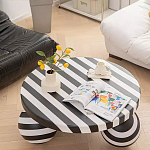 Дизайнерский журнальный стол круглый в чёрно-белую полоску Mypel варинант исполнения - 1 | Loft Concept в Рязани