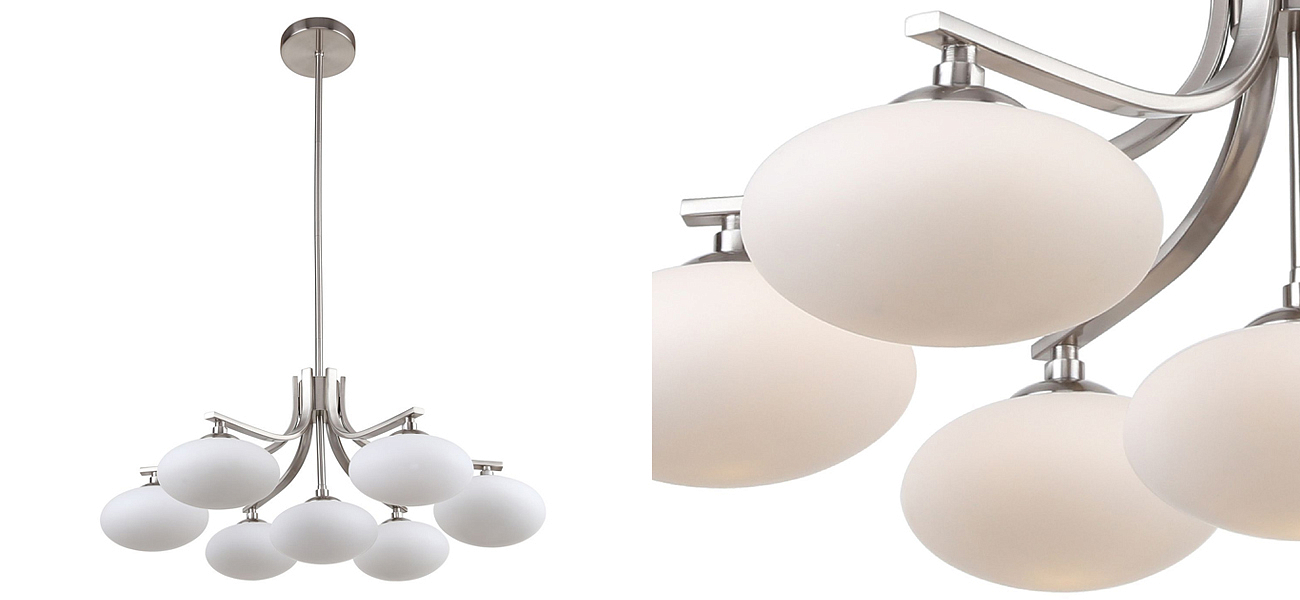 Люстра с овальными белыми плафонами Mushrooms Lamp Люстра с овальными белыми плафонами Mushrooms Lamp - Loft-Concept в Рязани