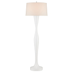 Торшер белый с тканевым абажуром на деревянном основании Graceful Silhouette варинант исполнения - 3 | Loft Concept в Рязани