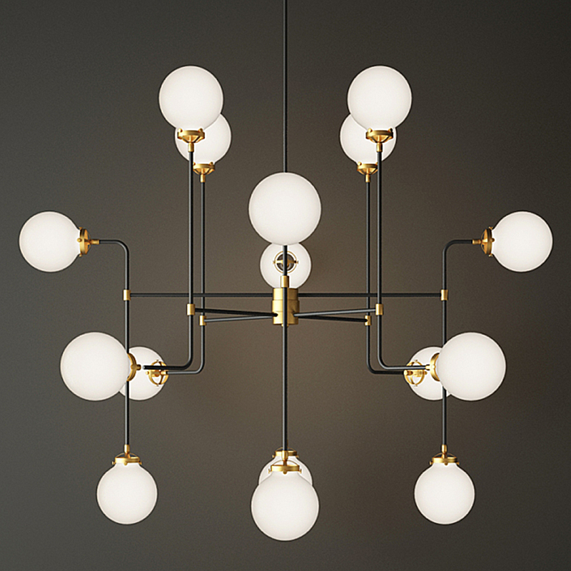 Люстра БИСТРО Globe Clear Glass Chandelier 16 Milk Черный в Рязани | Loft Concept 