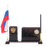 Настольный письменный набор с часами из природного камня обсидиана For the Deputy варинант исполнения - 1 | Loft Concept в Рязани